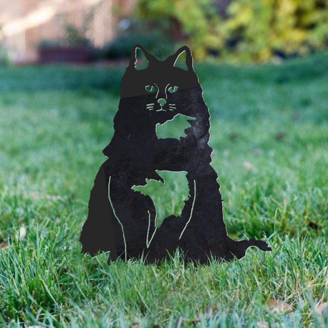 Longhair Cat Metal Silhouette